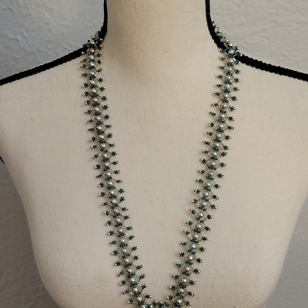 HANDMADE Glass Acrylic Beaded Woven Statement Festival Necklace - Picture 6 of 8